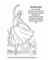 Coloring Ballet Dancer Arabesque Sheet Vocabulary Post Dance sketch template