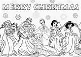 Coloring Disney Christmas Princess Pages Printable Bubakids Princesses sketch template
