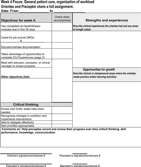 sample week   competency based orientation plan