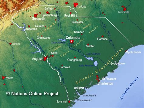 map   state  south carolina usa nations  project