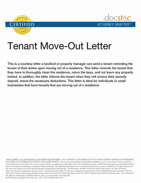 sample letter  tenant moving