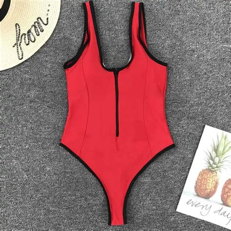 Buy Sexy Red High Cut Thong One Piece Swimsuit Women