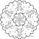 Coloring Mandala Pages Winter Snowflake Popular sketch template