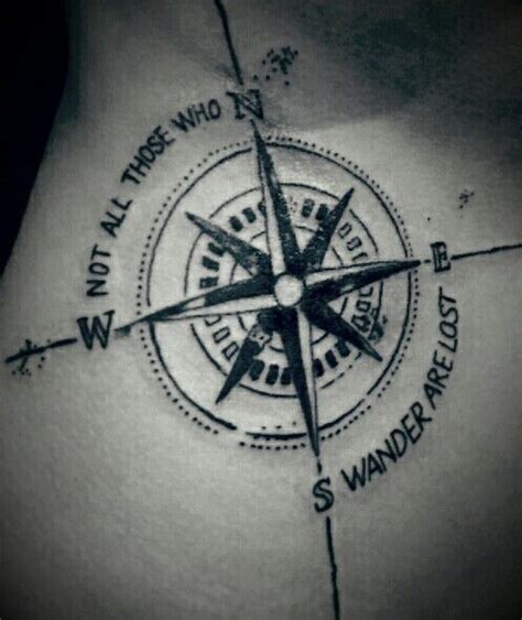 compass tattoo with quote not all those who wander are lost on hip tattoo ideas pinterest