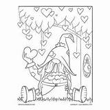 Gnome Valentines Wichtel Coloringbliss Gnomes Doodle Ausmalen sketch template