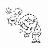 Colorear Sneezing Enfermas Spreading Niño Estornudando Disegno Higiene Dibustock Infantiles Flu Habitos sketch template