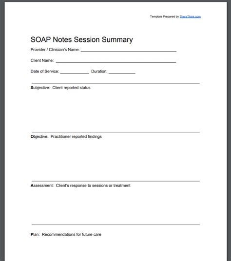 soap note template mental health