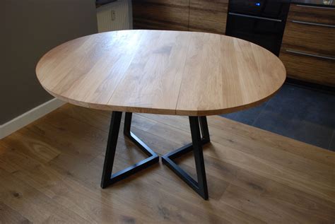extendable  table modern design steel  timber kruglye