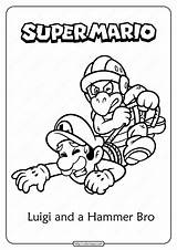 Coloring Bro Hammer Mario Luigi Pages Super Printable Choose Board sketch template