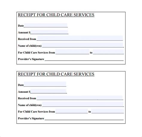 home daycare receipt template