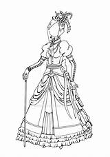 Dress Drawing Victorian Anime Getdrawings Paintingvalley Drawings Lineart sketch template