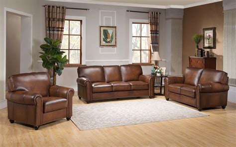 royale olive brown  piece sofa set  luxury top grain leather
