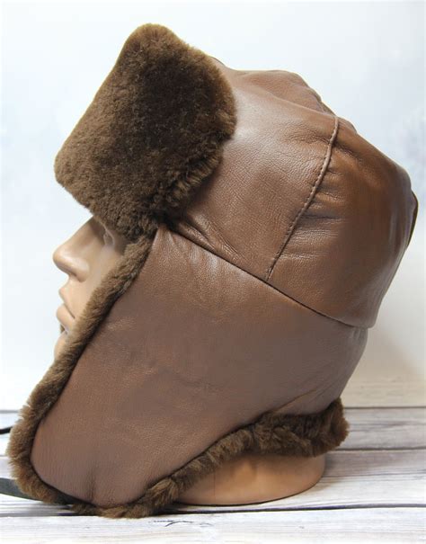 Winter Sheepskin Fur Hat Natural Ushanka Hat Russian Winter Etsy