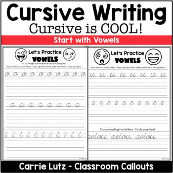 cursive handwriting practice  carrie lutz teachers pay teachers