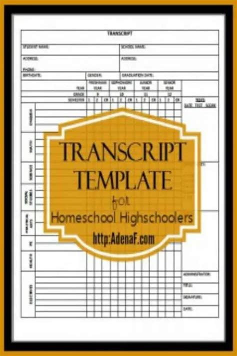 printable high school homeschool transcript template