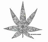 Coloring Leaf Artful Weed Cannabis sketch template