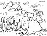 Hawaii Coloring Hawaiian Pages Aloha State Island Crafts Theme Doodle Printable Kids States Usa Drawing Luau United Alley Themed Harbor sketch template