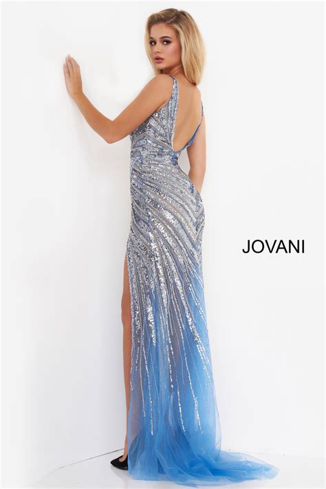 Jovani 3686 Beaded Blue Sleeveless Sexy Prom Dress
