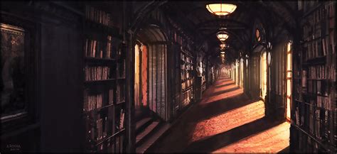 sunlight fantasy library wallpaper  andreas rocha