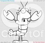 Lobster Coloring Cartoon Crawdad Mascot Scared Character Outlined Clipart Vector Cory Thoman sketch template