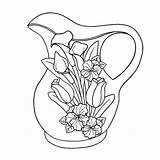 Jug Coloring Pages Drawing Bw Floral Diy Getdrawings Getcolorings Color Template sketch template