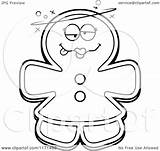 Drunk Gingerbread Mascot Woman Coloring Clipart Cartoon Cory Thoman Outlined Vector Regarding Notes sketch template