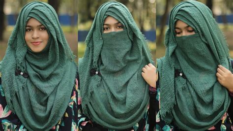 without innercap crinkle hijab style with niqab and without niqab muna youtube