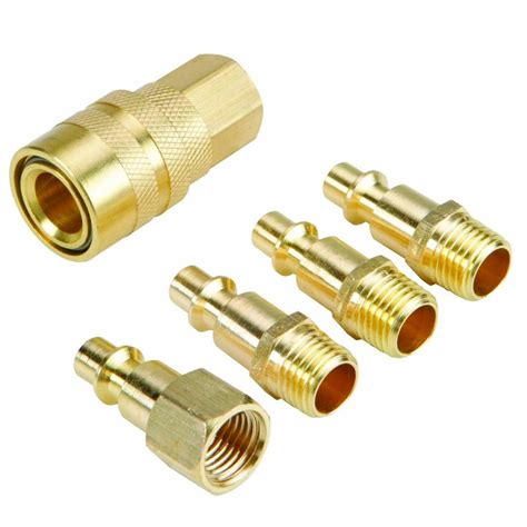 pc solid brass quick coupler set air hose connector fittings  npt tools