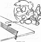 Cartoon Ping Pong Coloring Tennis Table Vector Playing Pages Boy Colouring Holding Dog Hot Outlined Getcolorings Color Printable Leishman Ron sketch template
