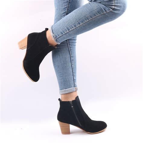 vintage ankle boots comfort low heels shoes short riding booties sexy