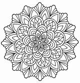 Mandala Flower Leaves Coloring Mandalas Cute Flowers Pages Adult sketch template