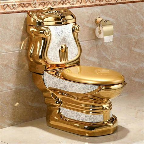 curved shaped plain gold toilet royal toiletry global