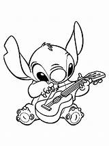 Stitch Coloring Pages Lilo Playing Guitar Print Angel Kids Ukelele Cute Printable Disney Sparky Color Getcolorings Getdrawings Cartoon Categories Coloringonly sketch template