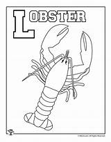 Coloring Lobster Alphabet Pages Kids Crafts sketch template