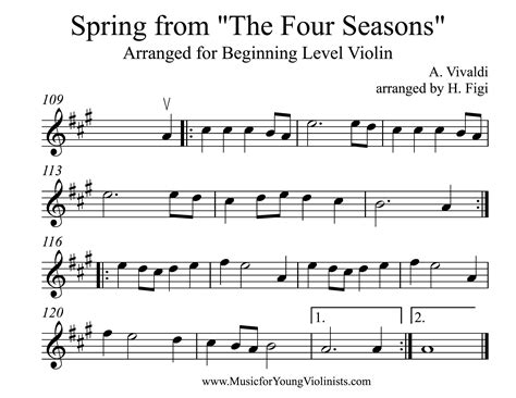 sheet    words spring    seasons arranged  beginning level violin
