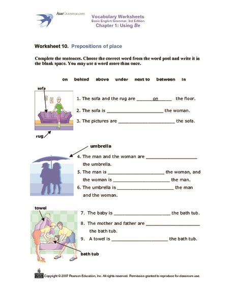 worksheet  prepositions  place worksheet   higher ed