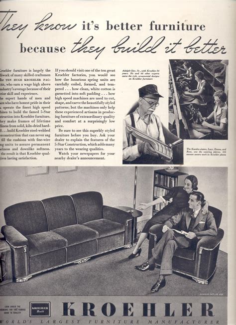 Oct 18 1937 Kroehler Furniture Magazine Ad 6564