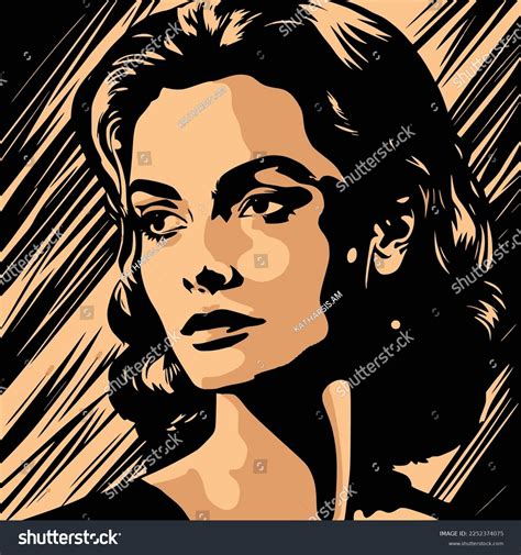 Retro Clipart Illustration Woman Face Stock Vector Royalty Free