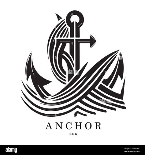 marine emblems logo  anchor  rope anchor logo vector vector