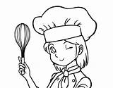 Coloring Chef Pages Girl Cook Coloringcrew Cooks Comments sketch template