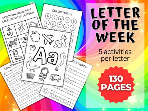letter   week printable kindergarten worksheet alphabet etsy