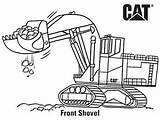 Coloring Pages Cat Caterpillar Tractor Backhoe Printable Color Kids Shovel Front Printables Print Popular sketch template