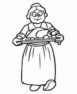 Coloring Pages Thanksgiving Grandparents Sheets Printable Dinner Lady Cooking Cook Turkey Print Holiday Pilgrim Color Printables Clipart Colouring Kids Baked sketch template