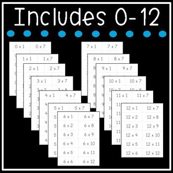multiplication flash cards math facts   flashcards printable