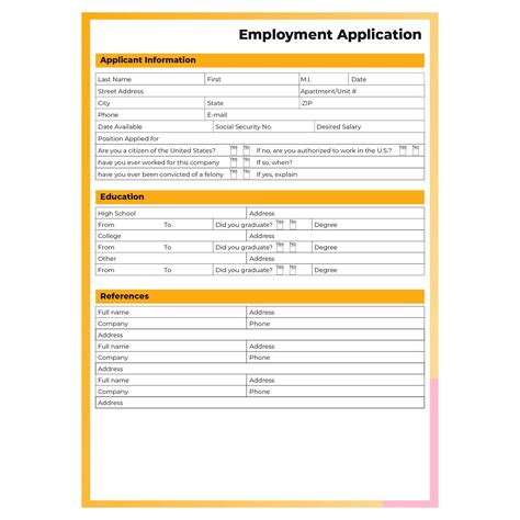 letter head job application   employment job application form