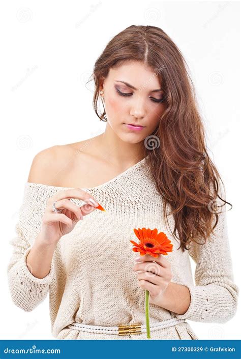 woman   flower stock image image  problems love