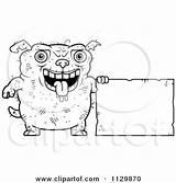 Dog Clipart Outlined Ugly Holding Sign Cartoon Cory Thoman Vector Coloring Royalty Signs sketch template