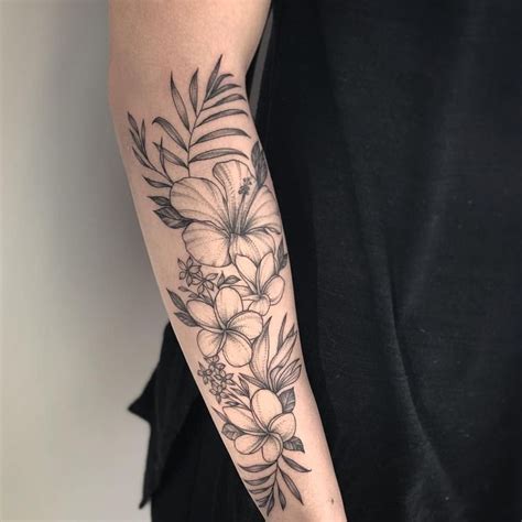 Chronic Ink Tattoo Markham Zeke Blackwork Tropical Flowers Sleeve