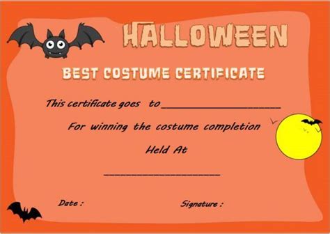 halloween costume certificate templates images  pinterest