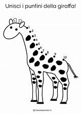 Puntini Unisci Pianetabambini Didattiche Infanzia Animali Piccoli Disegnare Giraffa Isabella Santos sketch template